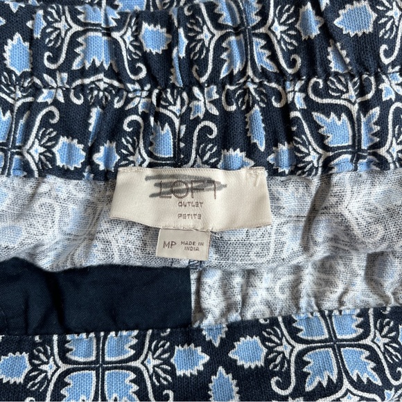 LOFT Outlet Linen Blend Blue Printed Skirt - Size Medium Petite - Picture 10 of 10